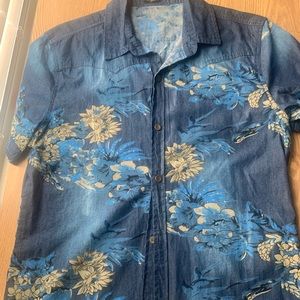 Blue floral button down